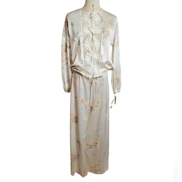Tom Bezduda for Barad White Vintage Floral Pajama Set Jordan Marsh NWT - Picture 1 of 10